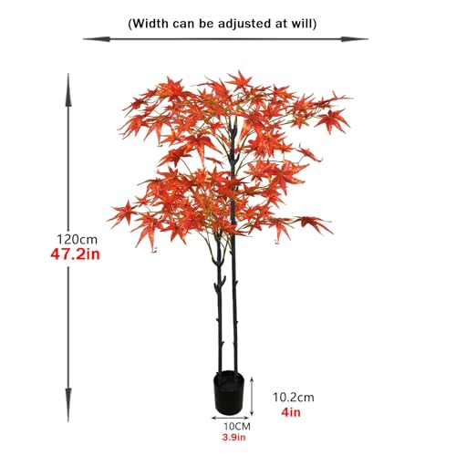 YUGXTH Árbol de Arce Rojo Artificial, Planta Artificial, Vegetación Artificial en Maceta, Árboles Artificiales con Hojas Artificiales y Maceta, Fake Plants para Decoración Del Hogar(120cm/47.2in tall)