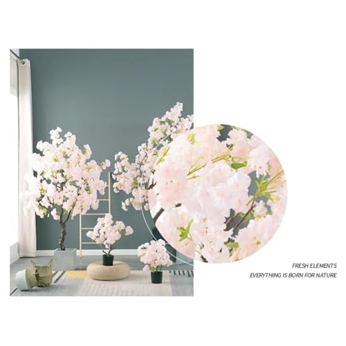 Árboles Artificiales Cerezo En Flor, Árbol Bonsái Artificial Grande, Plantas Artificiales Exterior Porche Con Maceta, Plantas Artificiales Grandes Para Casa, Porche, Entrada, Oficina(White)