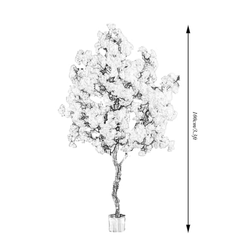 Árboles Artificiales Cerezo En Flor, Árbol Bonsái Artificial Grande, Plantas Artificiales Exterior Porche Con Maceta, Plantas Artificiales Grandes Para Casa, Porche, Entrada, Oficina(White)
