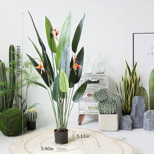 HPTHLY Artificial Tree Potted Artificial Trees Bird of Paradise Faux Plant 4.5 Feet Fake Tree Indoor and Outdoor Fake Plants Evergreen All Seasons More Natural