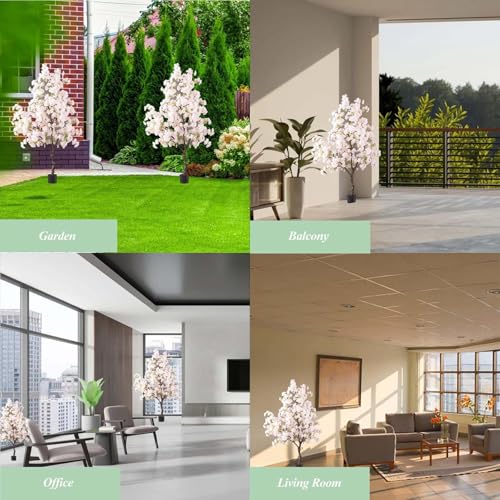 Árboles Artificiales Cerezo En Flor, Árbol Bonsái Artificial Grande, Plantas Artificiales Exterior Porche Con Maceta, Plantas Artificiales Grandes Para Casa, Porche, Entrada, Oficina(White)