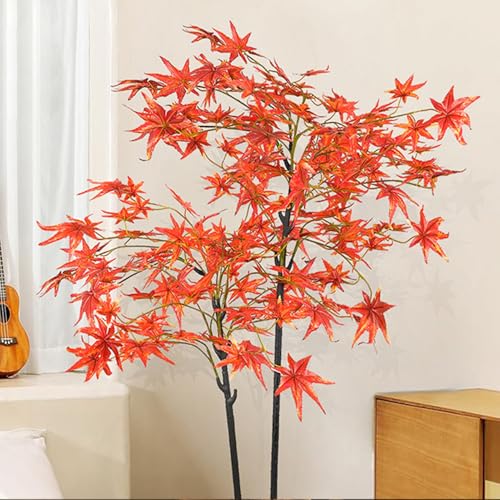 YUGXTH Árbol de Arce Rojo Artificial, Planta Artificial, Vegetación Artificial en Maceta, Árboles Artificiales con Hojas Artificiales y Maceta, Fake Plants para Decoración Del Hogar(120cm/47.2in tall)