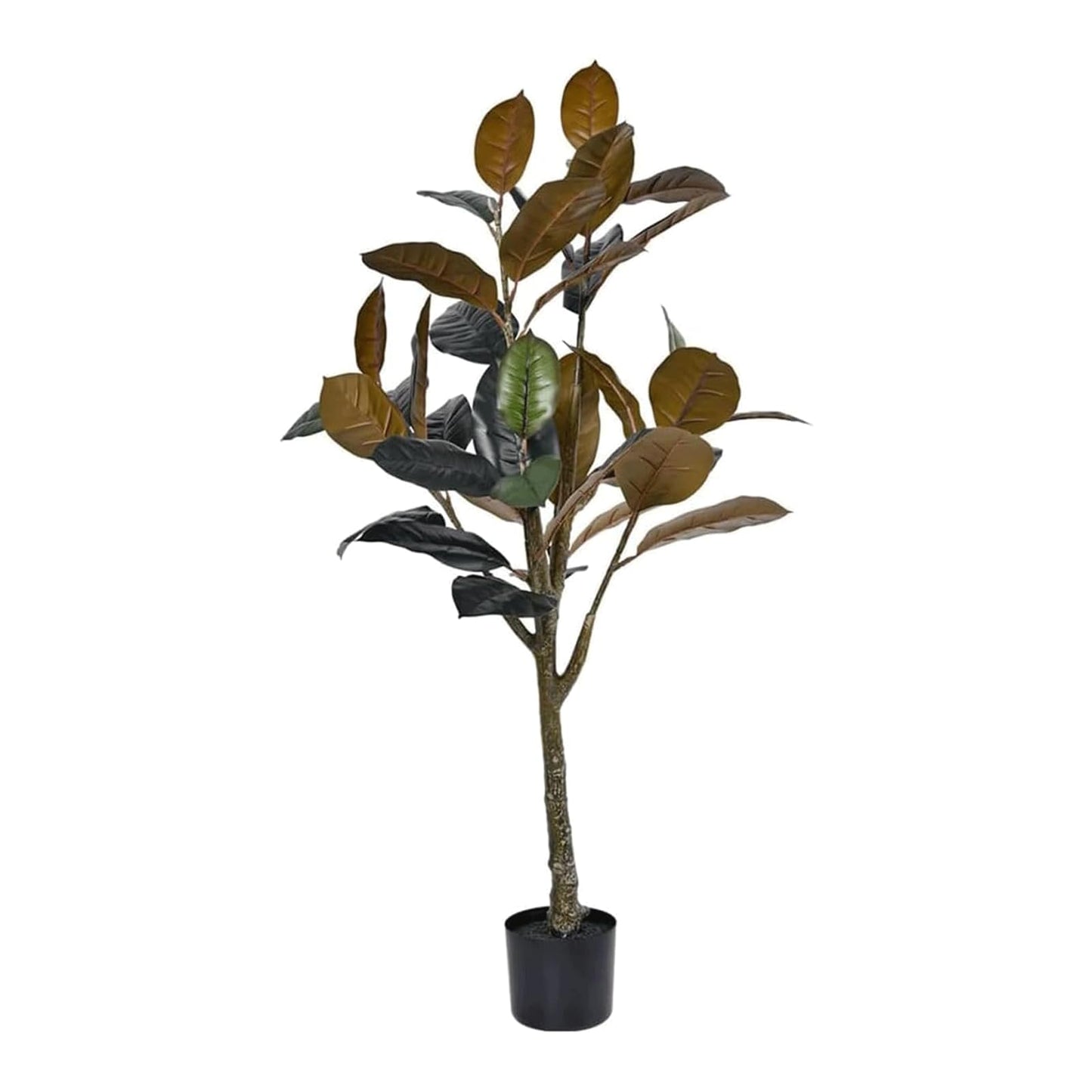 HPTHLY Artificial Tree Artificial Trees Rubber Tree Faux Plant 120Cm/3.9 Ft Fake Tree with Black Flower Pot Fake Plants Indoor Outdoor Decoration More Natural