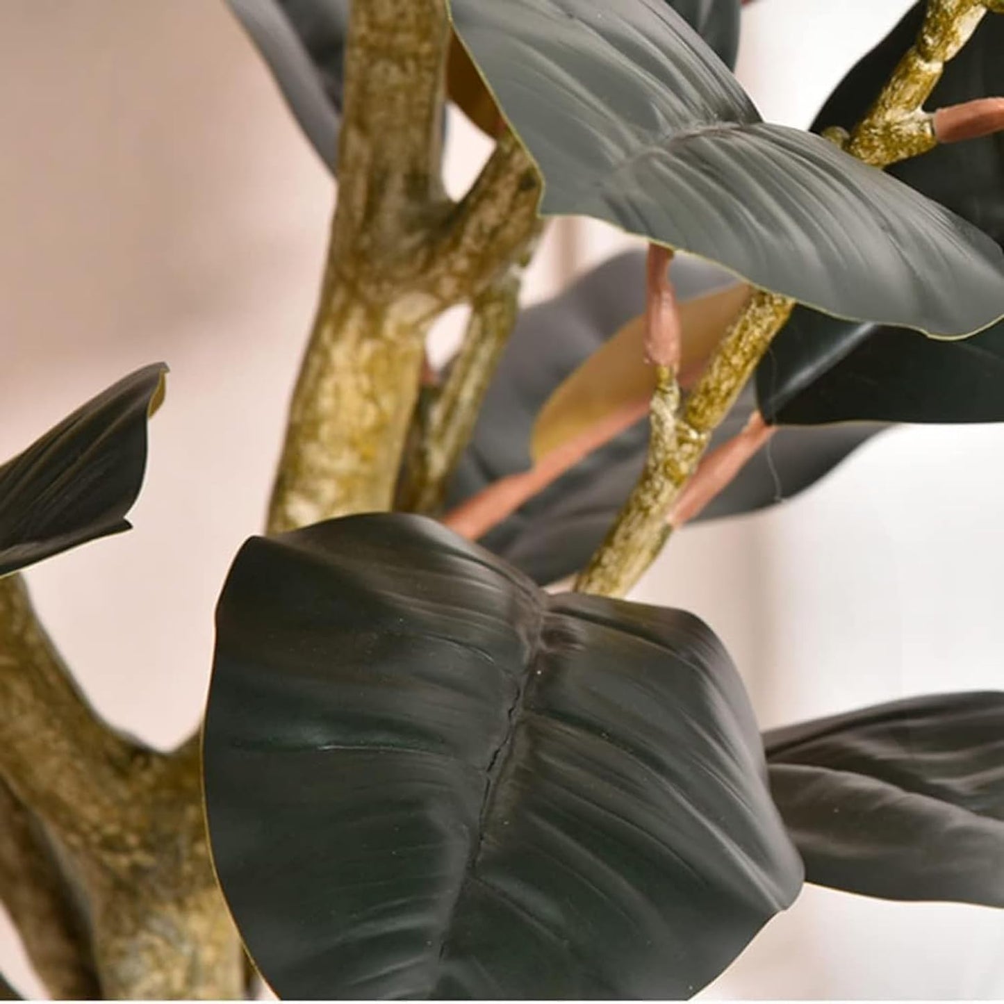 HPTHLY Artificial Tree Artificial Trees Rubber Tree Faux Plant 120Cm/3.9 Ft Fake Tree with Black Flower Pot Fake Plants Indoor Outdoor Decoration More Natural