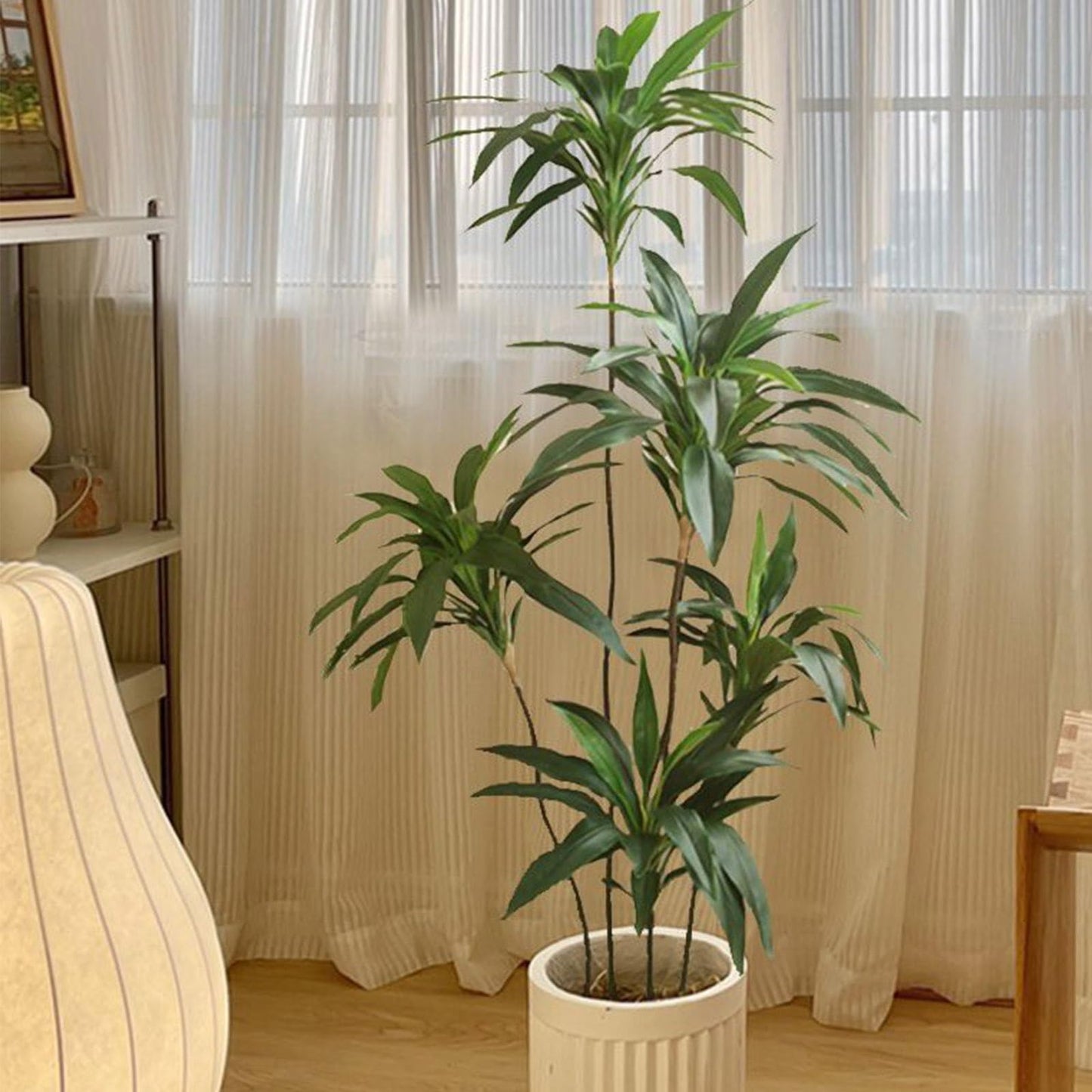 Plantas Artificiales Decorativas Grandes 150cm Ficus Artificial con Troncos Naturales Arbol Artificial Ideal for Interior Y Exterior Hogar Decoración(150cm)
