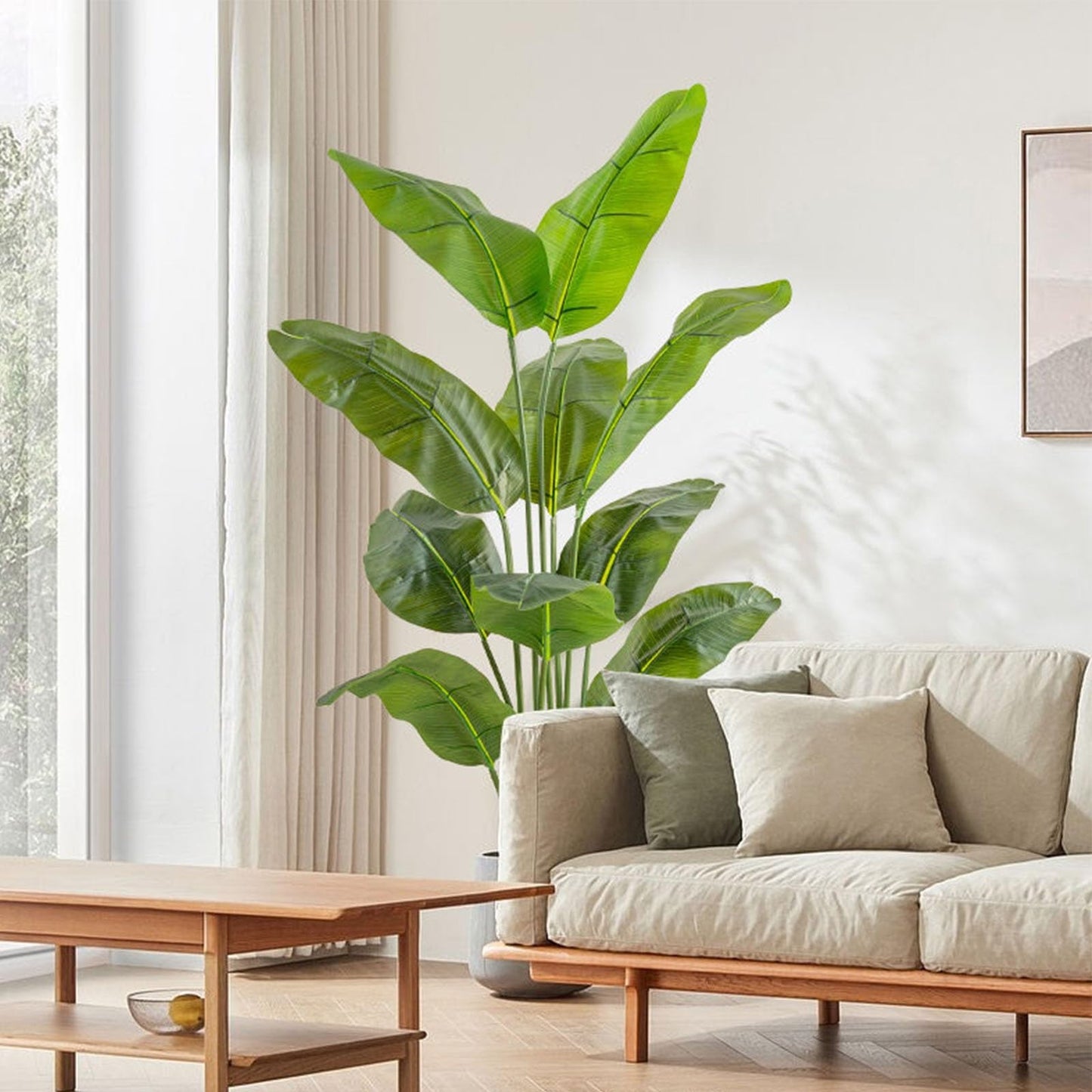 Planta De Simulación De Árbol De Bonsái Artificial, Plátano De Viajero, Planta Verde Falsa En Maceta, for Decoración De Esquina De Balcón De Sala De Estar Interior/Exterior, 160cm(1.6m)