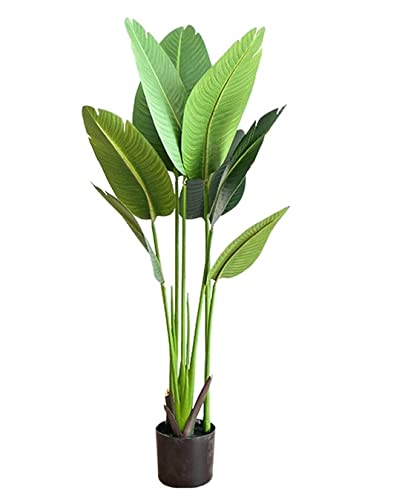 Arbol Artificial Árbol Artificial con Lavabo Negro Hojas Planta Tropical Faux Leaf Fake Frond Plants Forliving Room Ledge Foyer Árboles (Size : 120cm)