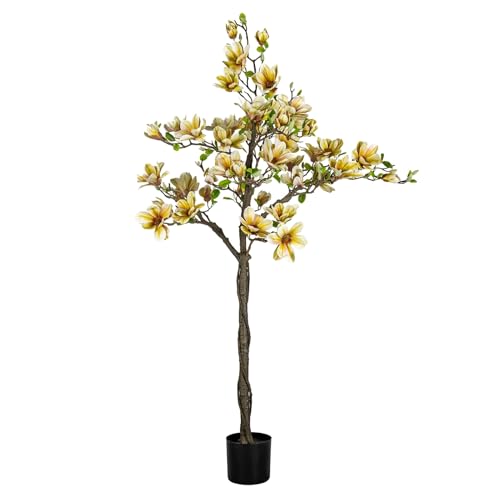 YUGXTH Magnolia Artificial, Planta Artificial, Árbol Artificial, Árboles Artificiales Decorativos, Fake Plants Decoración de Bodas de Interior Impresionante y Realista(Giallo,170cm/66.9in Tall)