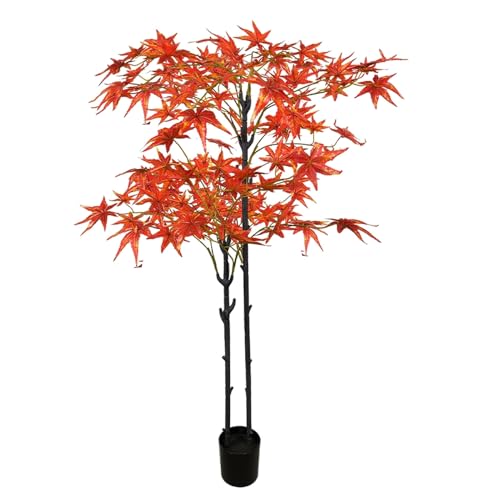YUGXTH Árbol de Arce Rojo Artificial, Planta Artificial, Vegetación Artificial en Maceta, Árboles Artificiales con Hojas Artificiales y Maceta, Fake Plants para Decoración Del Hogar(120cm/47.2in tall)