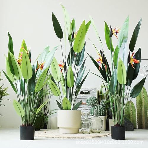 HPTHLY Artificial Tree Potted Artificial Trees Bird of Paradise Faux Plant 4.5 Feet Fake Tree Indoor and Outdoor Fake Plants Evergreen All Seasons More Natural
